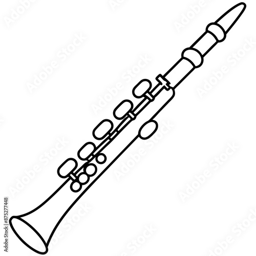 clarinet outline coloring book page line art illustration digital drawing
