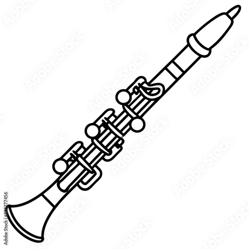 clarinet outline coloring book page line art illustration digital drawing