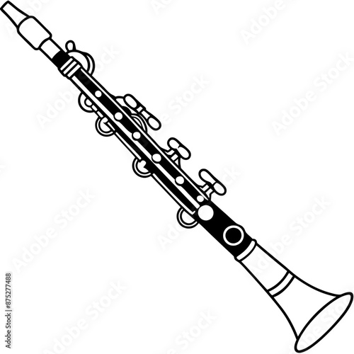 clarinet outline coloring book page line art illustration digital drawing