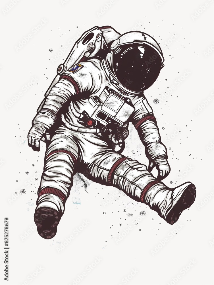 Astronaut floating in the space, Cartoon style with white background. Astronaut floating in the space, Cartoon style with white background.