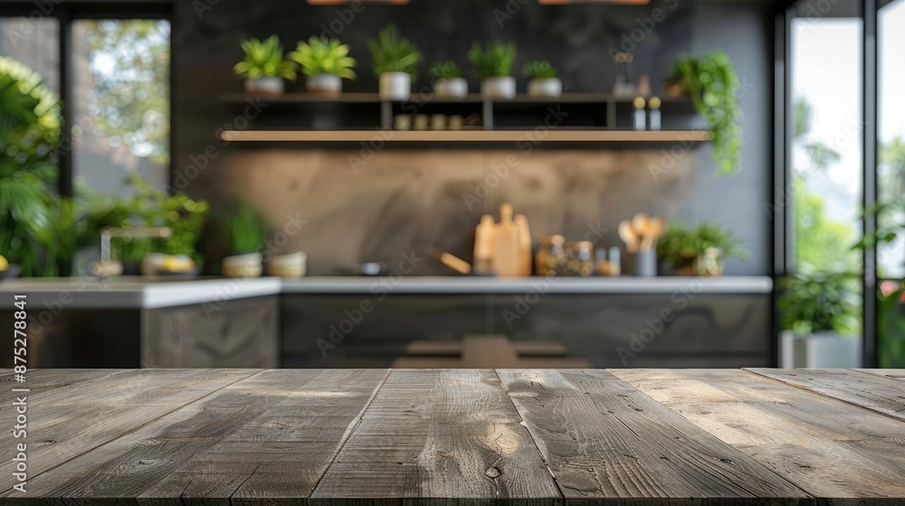 A kitchen with a wooden countertop and a view of the outside A kitchen with a wooden countertop and a view of the outside