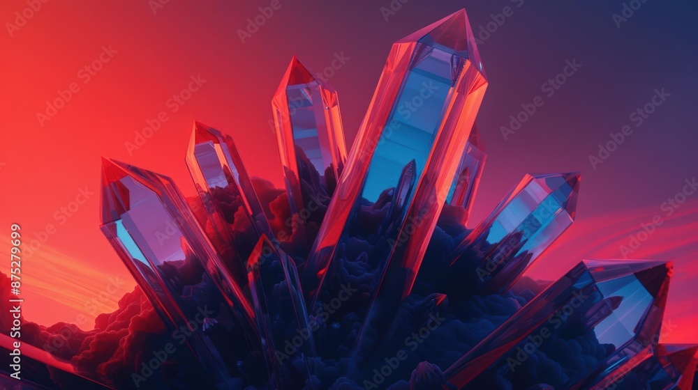 Hyper-realistic digital painting of crystal formations