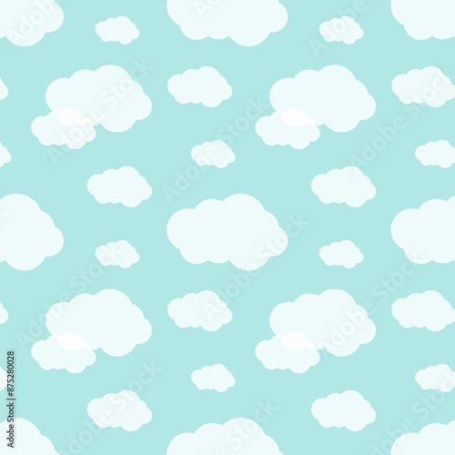 White clouds on a blue background raster repeating pattern