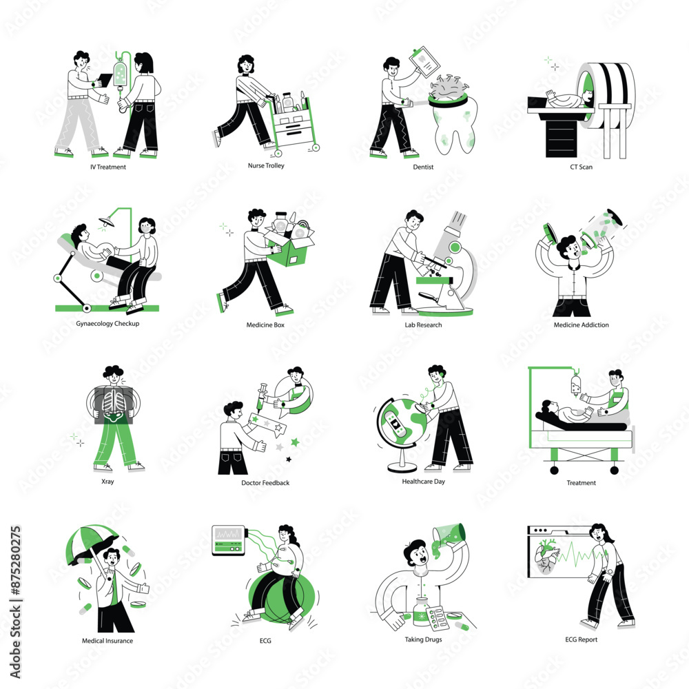 Handy Set of Healthcare Linear Illustrations
Handy Set of Healthcare Linear Illustrations
