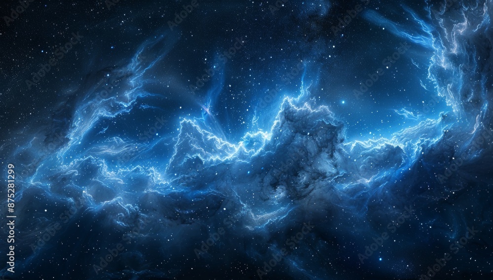 A dark blue background with stars and nebulae depicting the night sky and outer space. A dark blue background with stars and nebulae depicting the night sky and outer space.