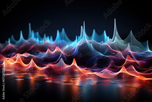 Abstract colorful data visualization background with electronic waves