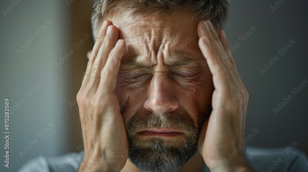 Man at home having a headache in front