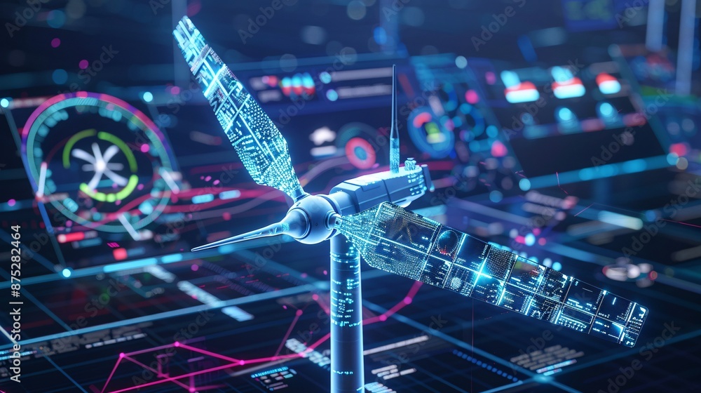 Wind turbine energy management system with real-time statistics and ...