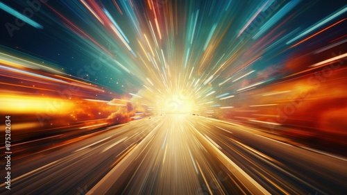 Dynamic abstract light trails and vibrant colors representing speed, motion, and futuristic elements. Perfect for technology themes. © Ai-Pixel