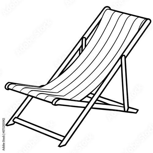 deck chair outline coloring book page line art illustration digital drawing