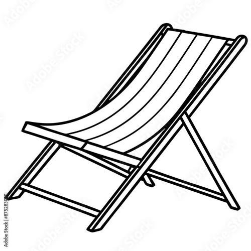 deck chair outline coloring book page line art illustration digital drawing