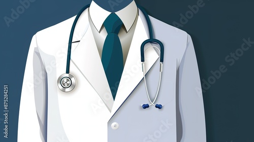 vector of doctors white coat and Stethoscope