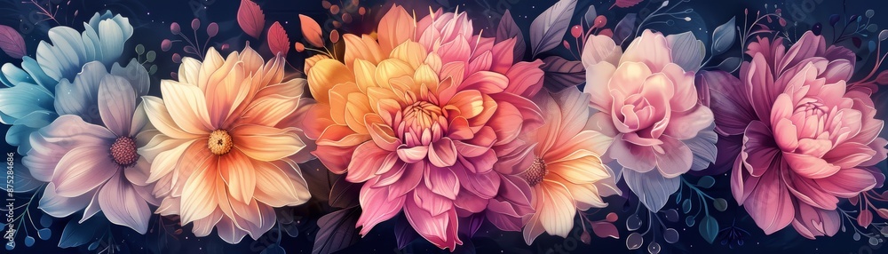 A vibrant arrangement of colorful flowers in bloom. A vibrant arrangement of colorful flowers in bloom.