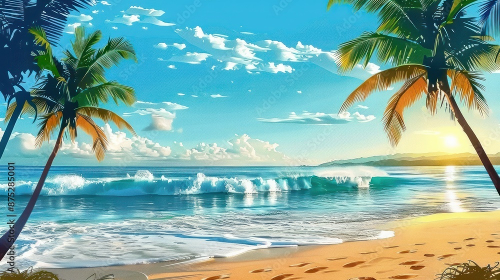Fototapeta premium Tropical Beach Paradise at Sunset