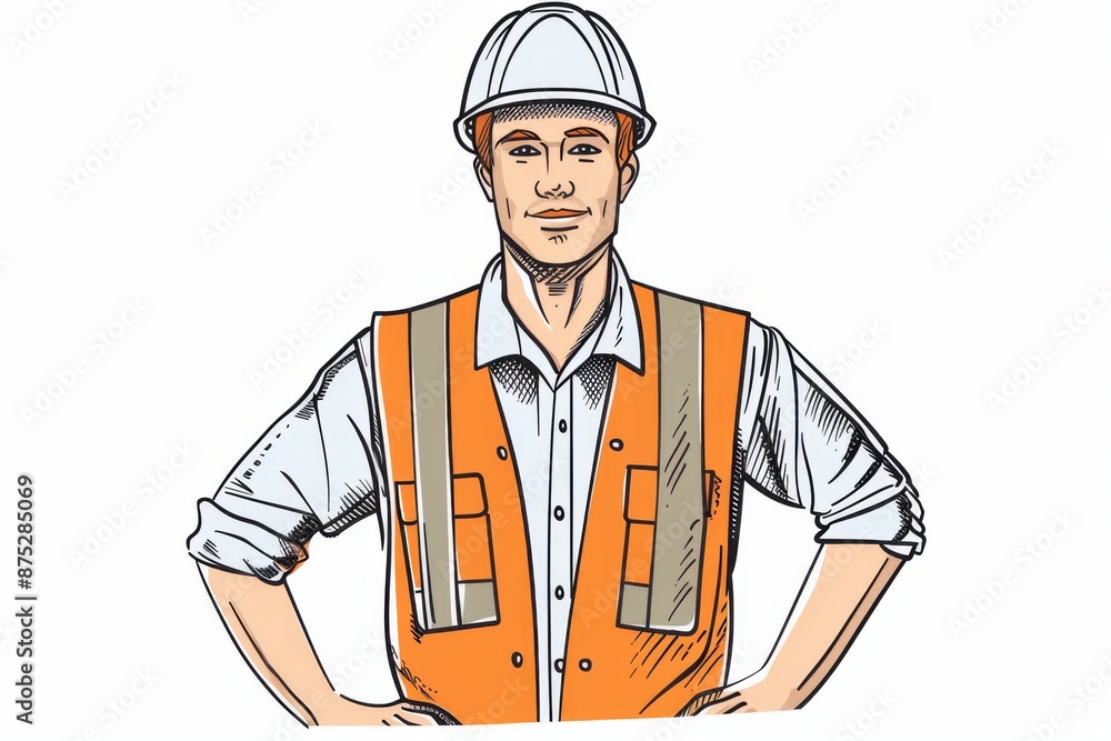 A person wearing a hard hat and safety vest, indicating their occupation in construction or engineering. The individual is likely working on a building site or infrastructure project. A person wearing a hard hat and safety vest, indicating their occupation in construction or engineering. The individual is likely working on a building site or infrastructure project.