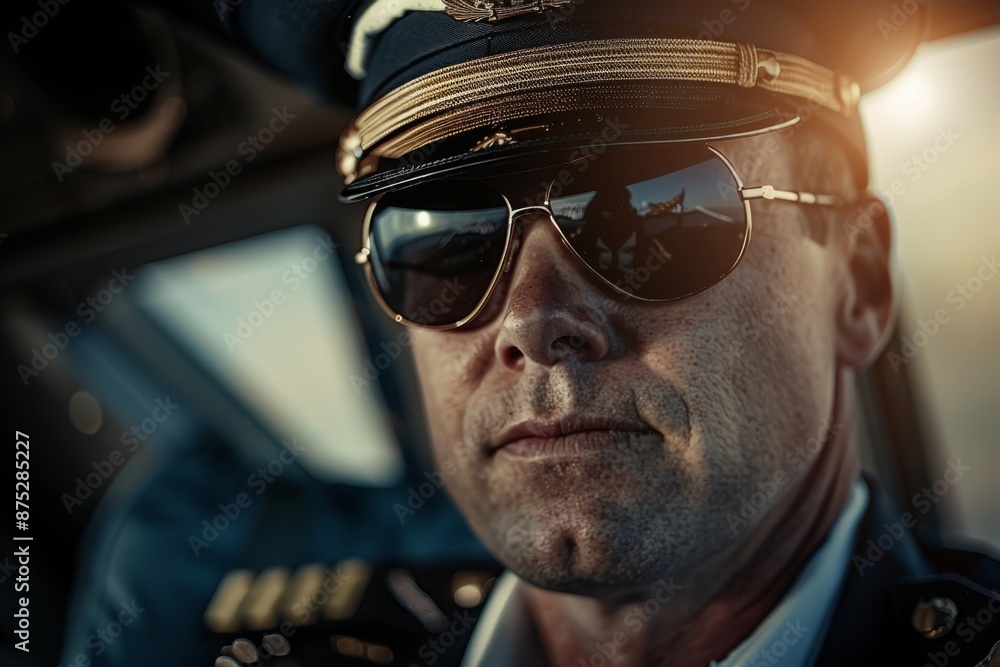 A person dressed in a pilot's attire, exuding confidence and expertise. The uniform and hat signify their profession as a skilled aviator. A person dressed in a pilot's attire, exuding confidence and expertise. The uniform and hat signify their profession as a skilled aviator.