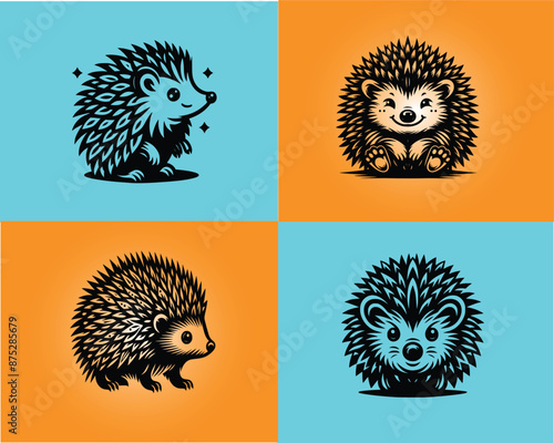 WebHedgehog silhouette set - isolated vector images of wild animals