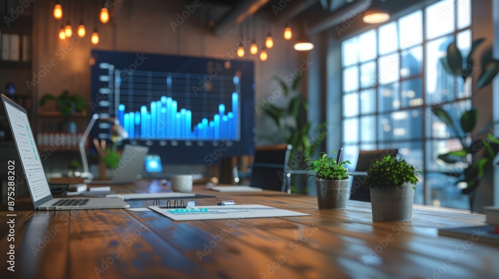 custom made wallpaper toronto digitalRising Tides in Modernity: A Clear Uptrend Growth Chart Displayed in a Spacious Office Setting