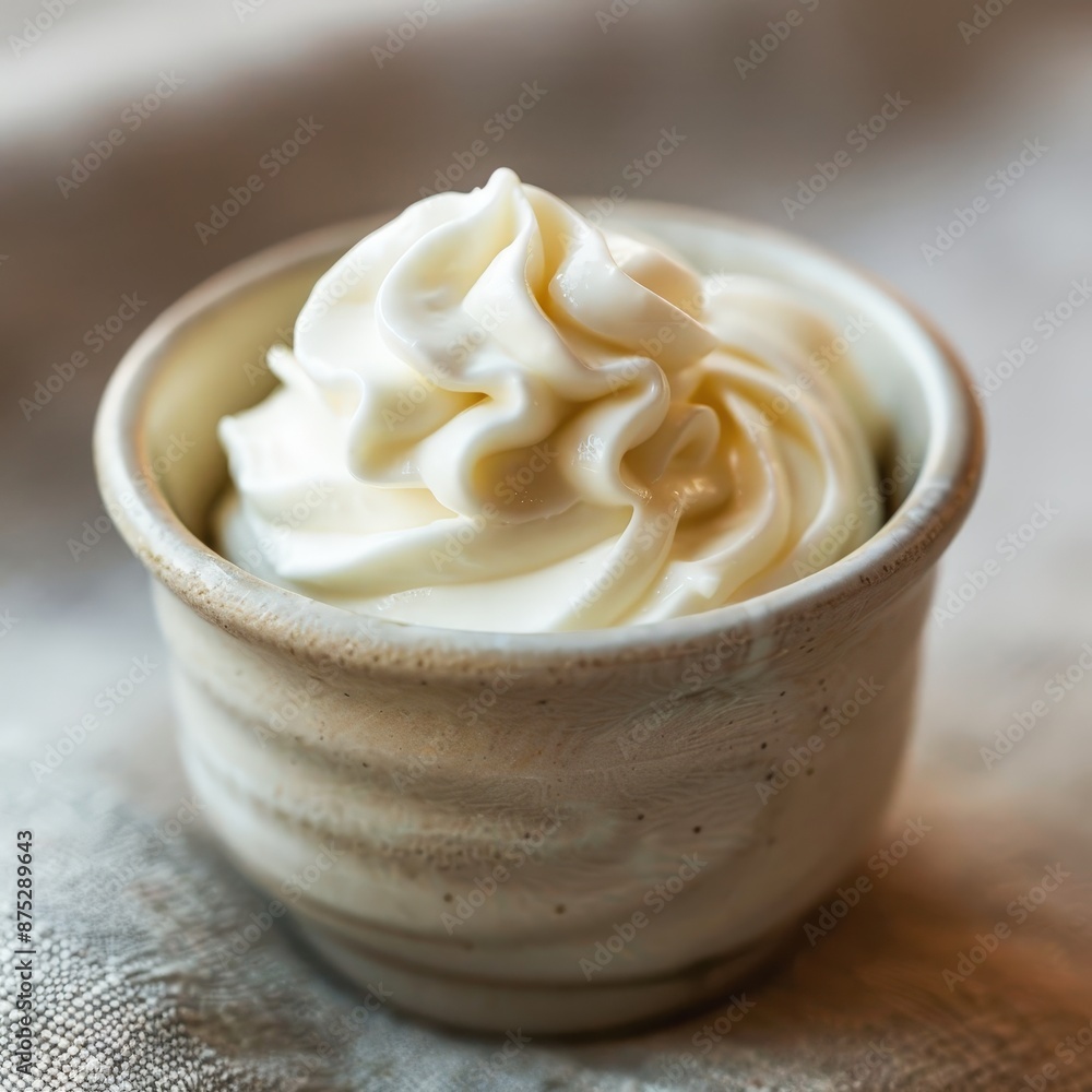 cream in an elegant, small ceramic bowl, showcasing its rich texture and creamy appearance cream in an elegant, small ceramic bowl, showcasing its rich texture and creamy appearance