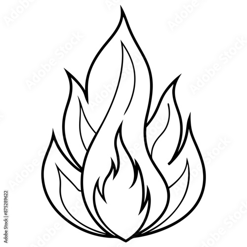 fire outline coloring book page line art illustration digital drawing