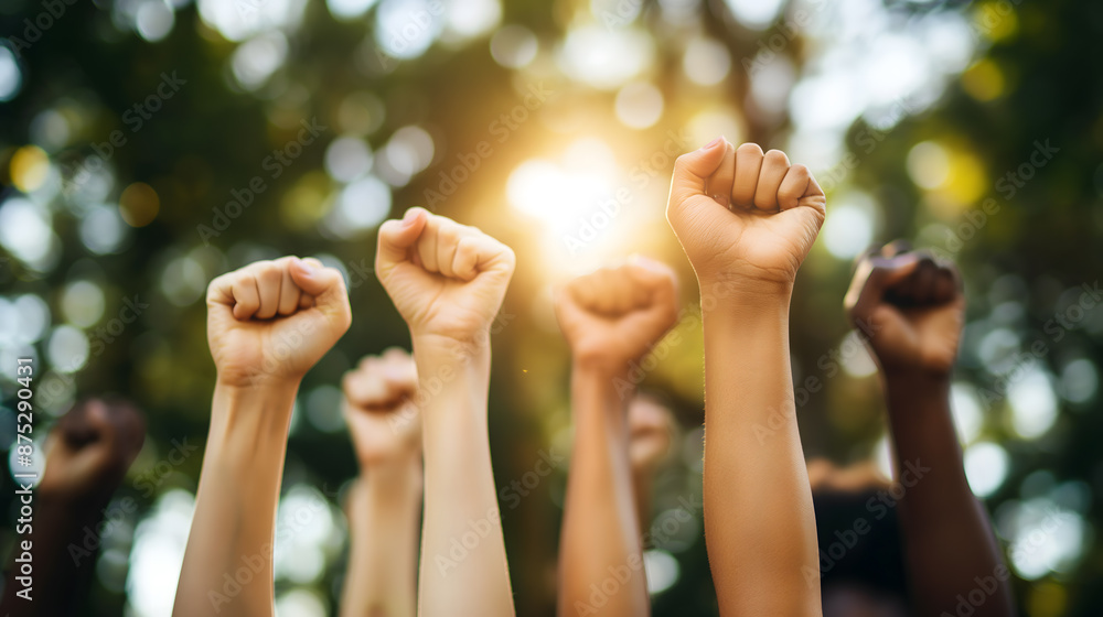United in Solidarity: Raised Fists Signifying Strength and Unity United in Solidarity: Raised Fists Signifying Strength and Unity