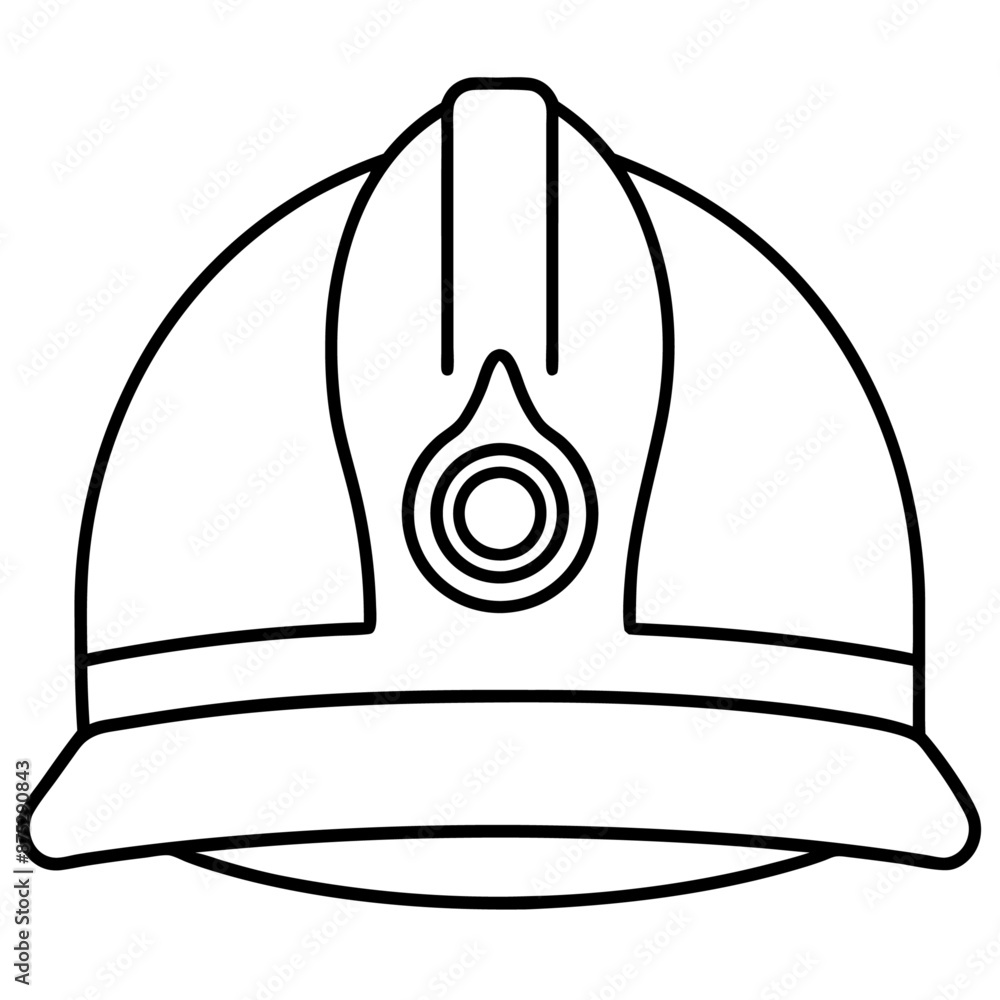 Naklejka premium fireman helmet outline coloring book page line art illustration digital drawing