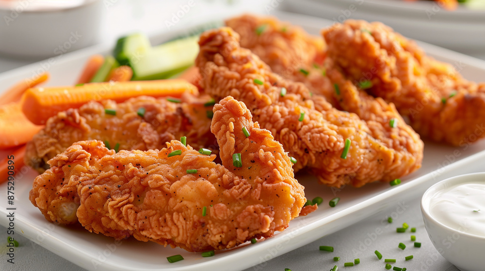 Appetizing fried chicken, crispy and golden brown, served hot and savory Appetizing fried chicken, crispy and golden brown, served hot and savory