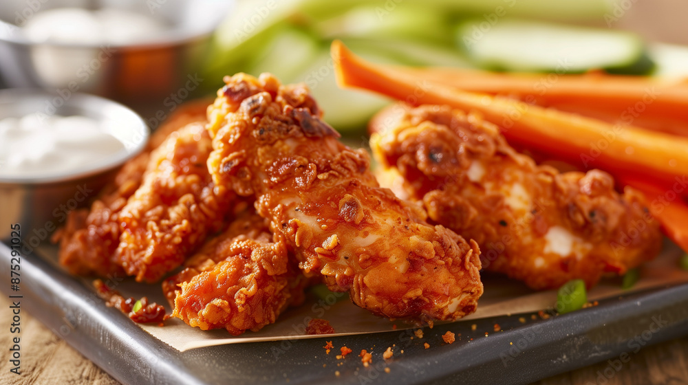 Appetizing fried chicken, crispy and golden brown, served hot and savory Appetizing fried chicken, crispy and golden brown, served hot and savory
