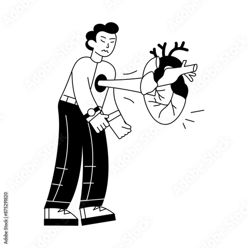 Premium outline mini illustration of cardiac arrest 

