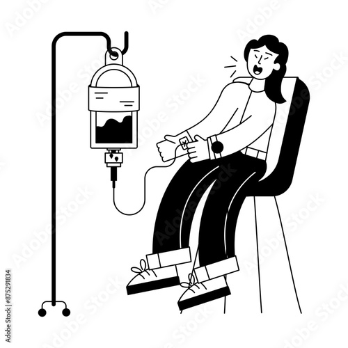 Check this outline mini illustration of infusion treatment 

