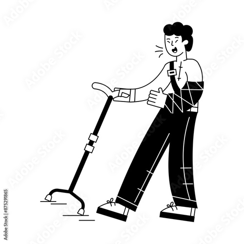 Here is an outline mini illustration showing injured person 

