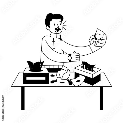 A line style mini illustration of pollen allergy 

