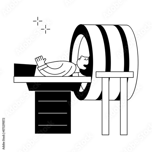 Premium line style mini illustration of ct scan 

