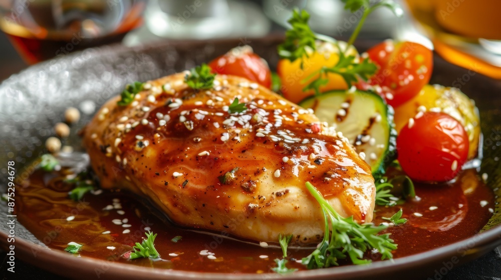 French cuisine. Chicken in cognac sauce. French cuisine. Chicken in cognac sauce.