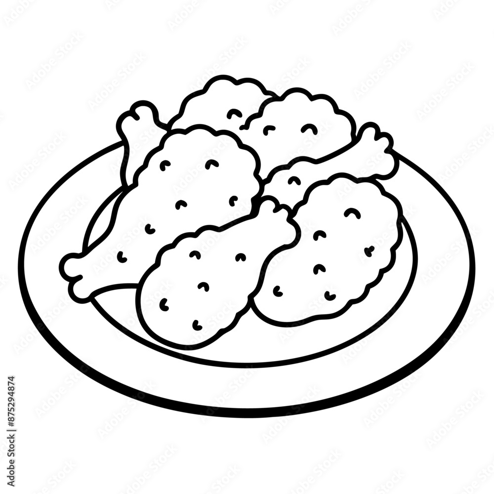 fried chicken outline coloring book page line art illustration digital drawing fried chicken outline coloring book page line art illustration digital drawing