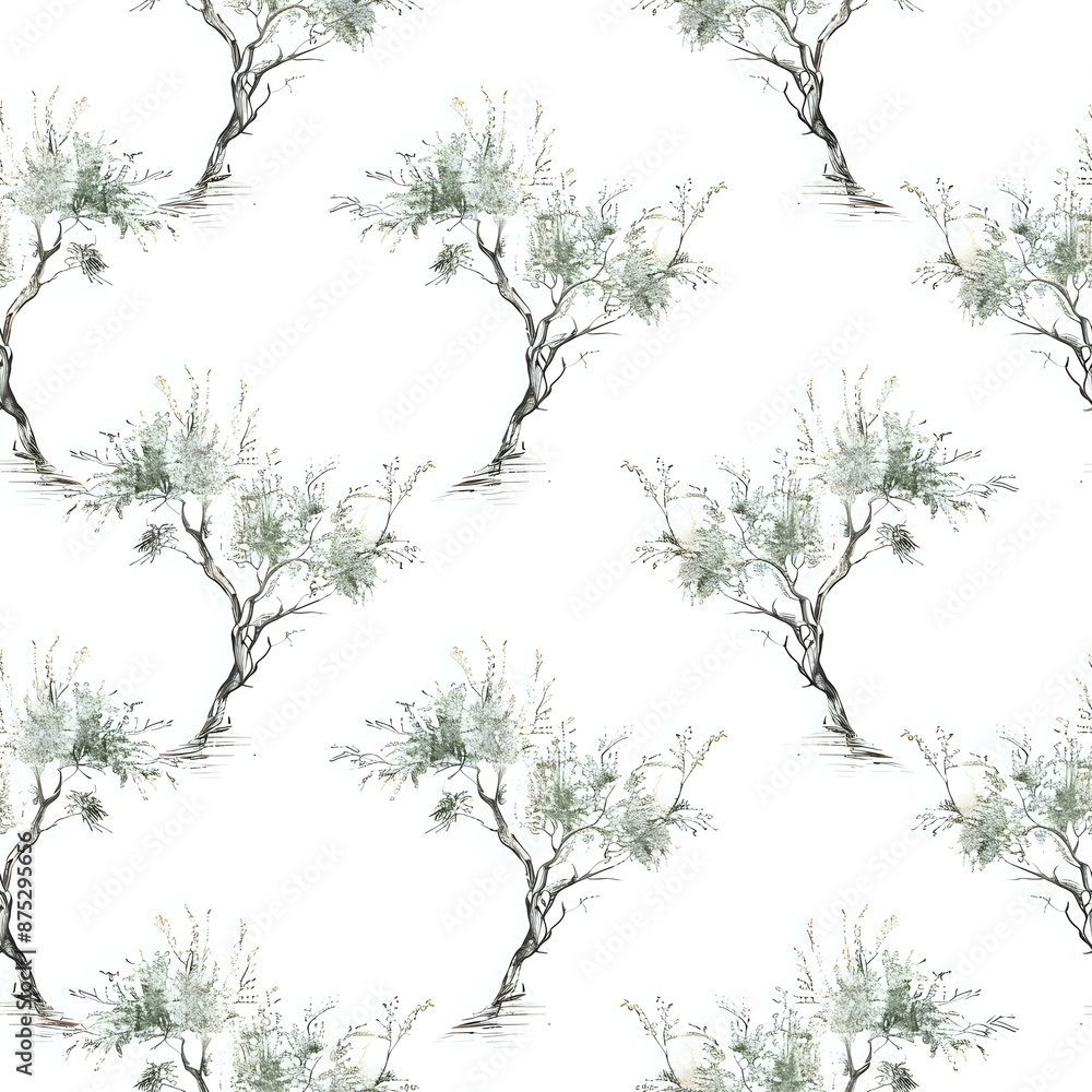 Fototapeta premium Watercolor Willow Tree Illustration for Apparel