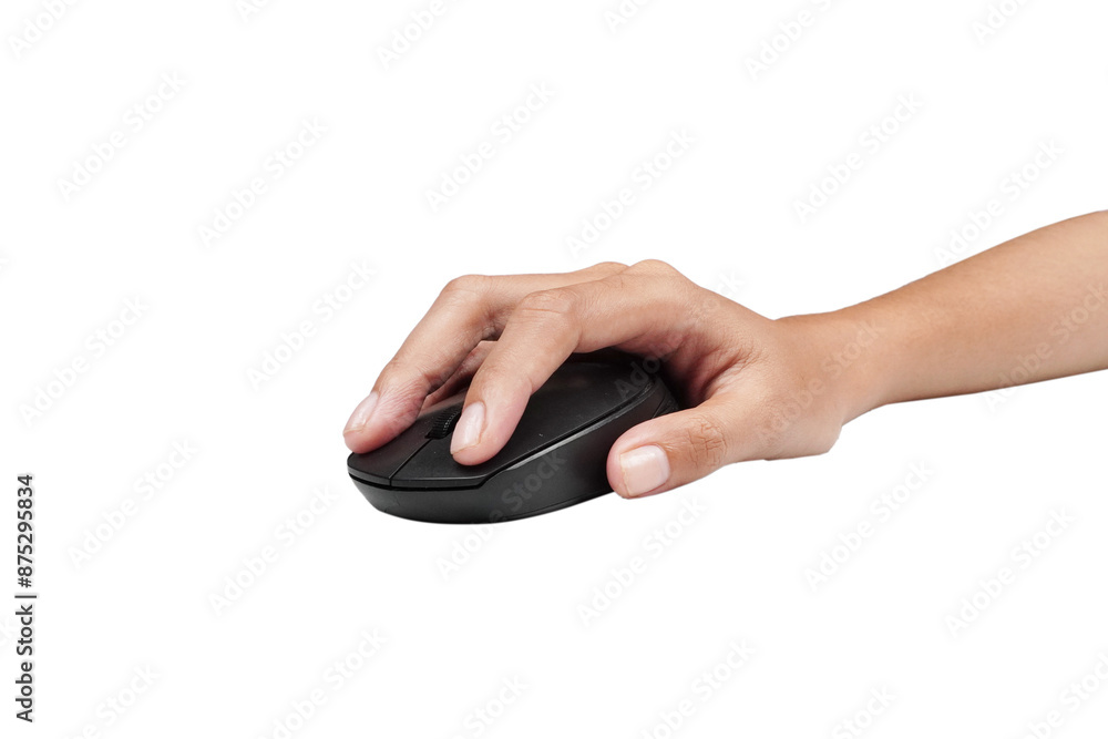Female hand holding mouse isolated transparent Female hand holding mouse isolated transparent