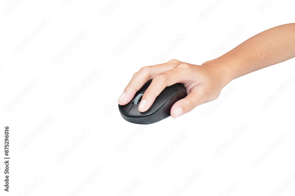 Female hand holding mouse isolated transparent Female hand holding mouse isolated transparent