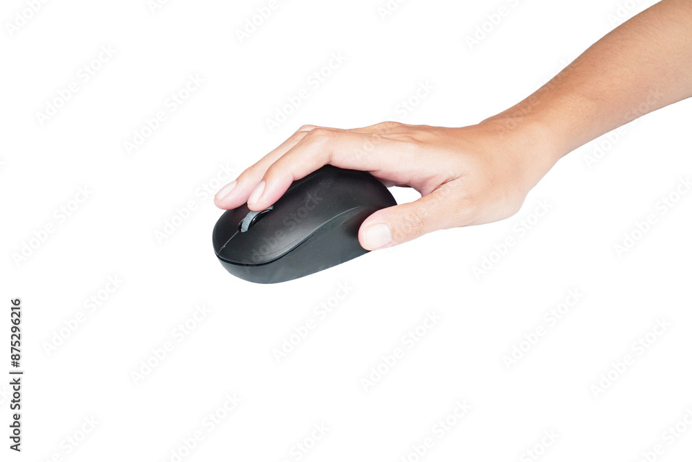 Female hand holding mouse isolated transparent Female hand holding mouse isolated transparent