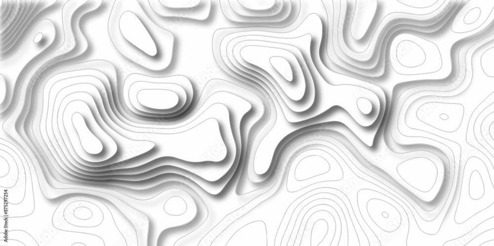 Vector white wave line geography landscape Topo contour map on white background. Geographic mountain relief diagram line wave carve pattern. Topographic world map contour lines map. Vector white wave line geography landscape Topo contour map on white background. Geographic mountain relief diagram line wave carve pattern. Topographic world map contour lines map.
