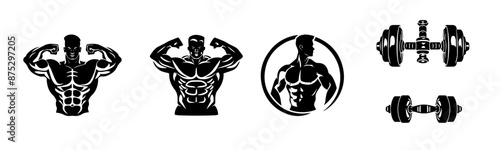 set of gym fitness illustration