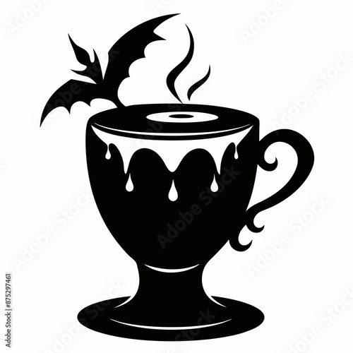 gothic coffee halloween black vector silhouette