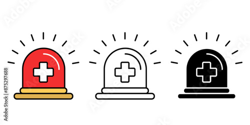 Siren icons set, Emergency alert symbols isolated background, silhouette icon, vector illustration.