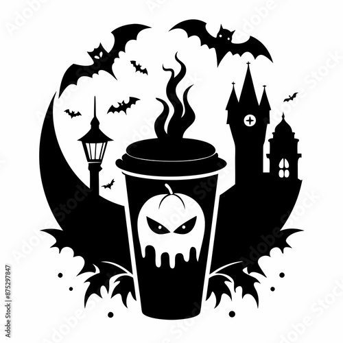 gothic coffee halloween black vector silhouette