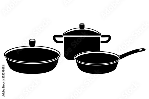 stainless steel cookware vector illustration 