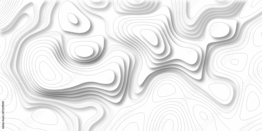 Vector white wave line geography landscape Topo contour map on white background. Geographic mountain relief diagram line wave carve pattern. Topographic world map contour lines map.
Vector white wave line geography landscape Topo contour map on white background. Geographic mountain relief diagram line wave carve pattern. Topographic world map contour lines map.