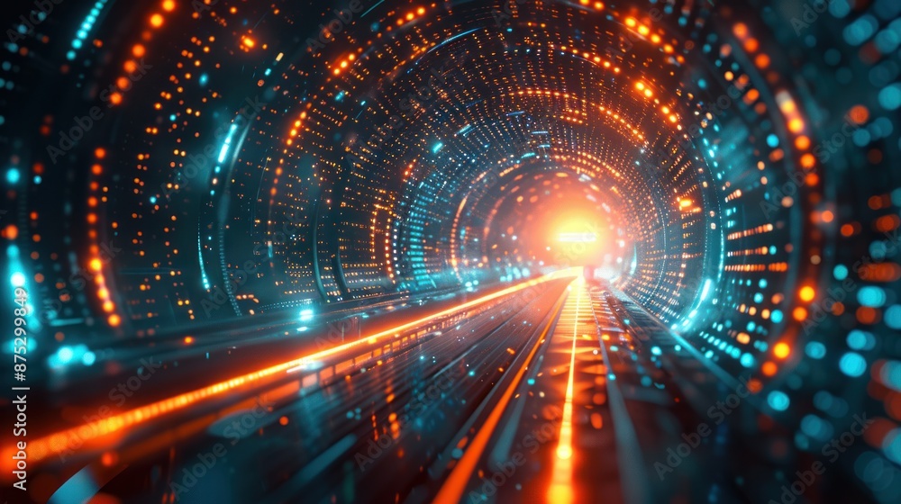 Obraz premium Futuristic Tunnel with Glowing Lights