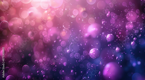 An abstract bokeh, purple light orbs, soft and glowing, blurred background with gentle gradient hues. Warm and cool light interplay, dreamy atmosphere. Generative AI.