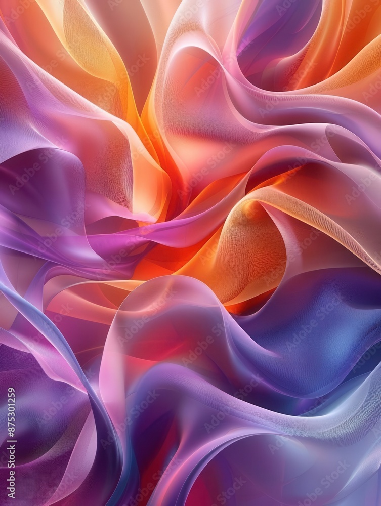 Obraz premium Abstract 3D digital background, flowing shapes and bright colors, spacious copy space, Generative AI, modern and innovative, visually striking and dynamic