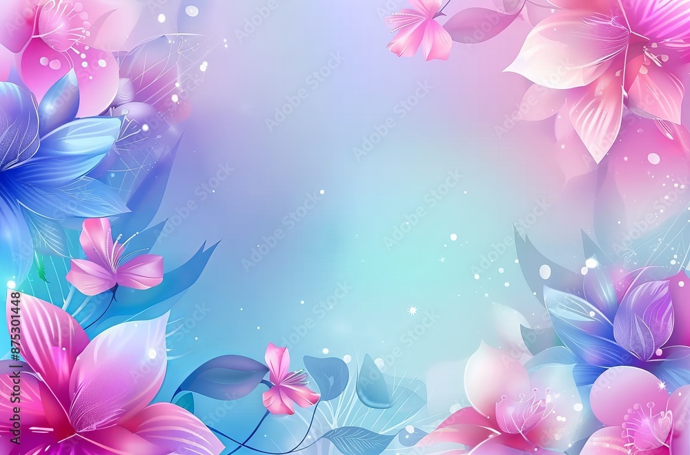 abstract with flowers, Beautiful background with a pink and blue gradient, a vector illustration of a floral abstract with flowers, Beautiful background with a pink and blue gradient, a vector illustration of a floral